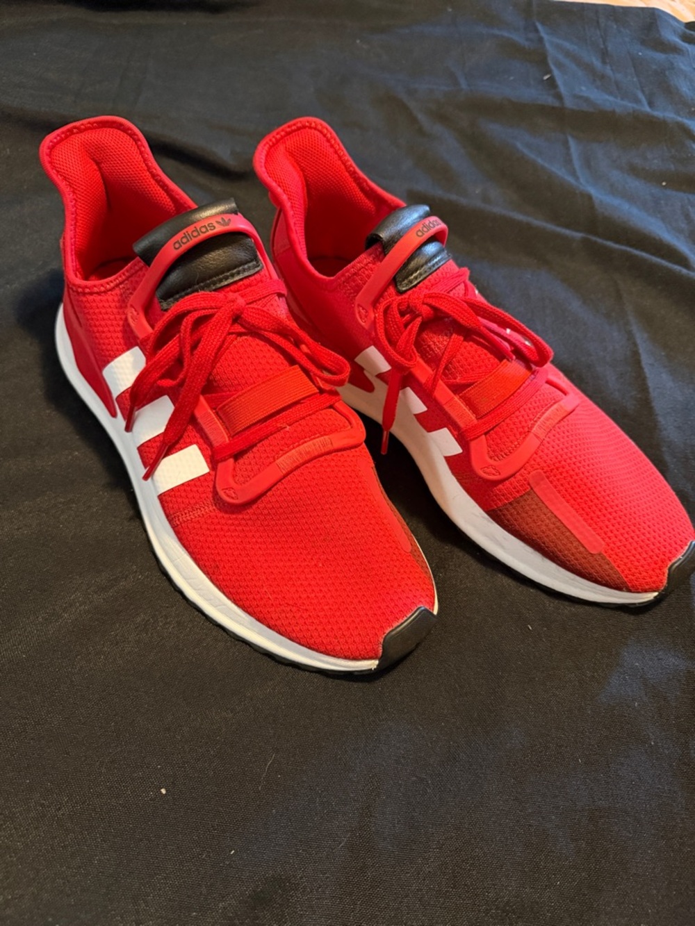 adidas Red Running Shoes with White Stripes